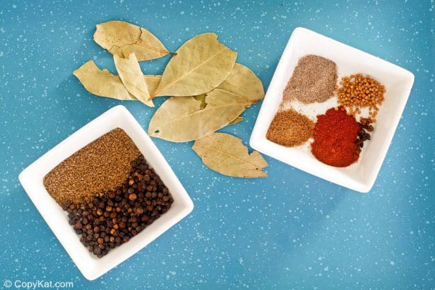 old bay seasoning ingredients on a tray.