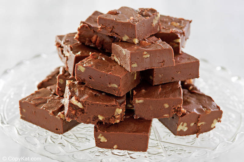 a stack of homemade See's fudge.