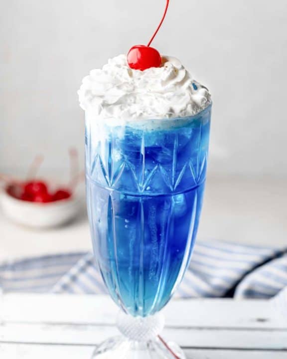 homemade Ruby Tuesday Blue Smurf Punch Drink.