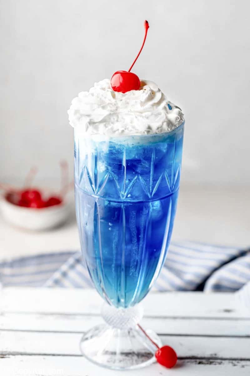 homemade Ruby Tuesday Blue Smurf Punch Drink.