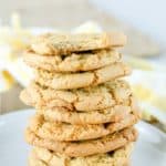 a stack of homemade ginger snaps on a plate.