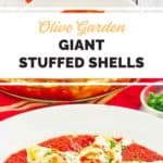 photo collage of Olive Garden Giant Cheese Stuffed Shells.