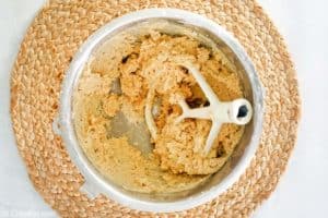 pecan sandies cookie dough in a mixing bowl.