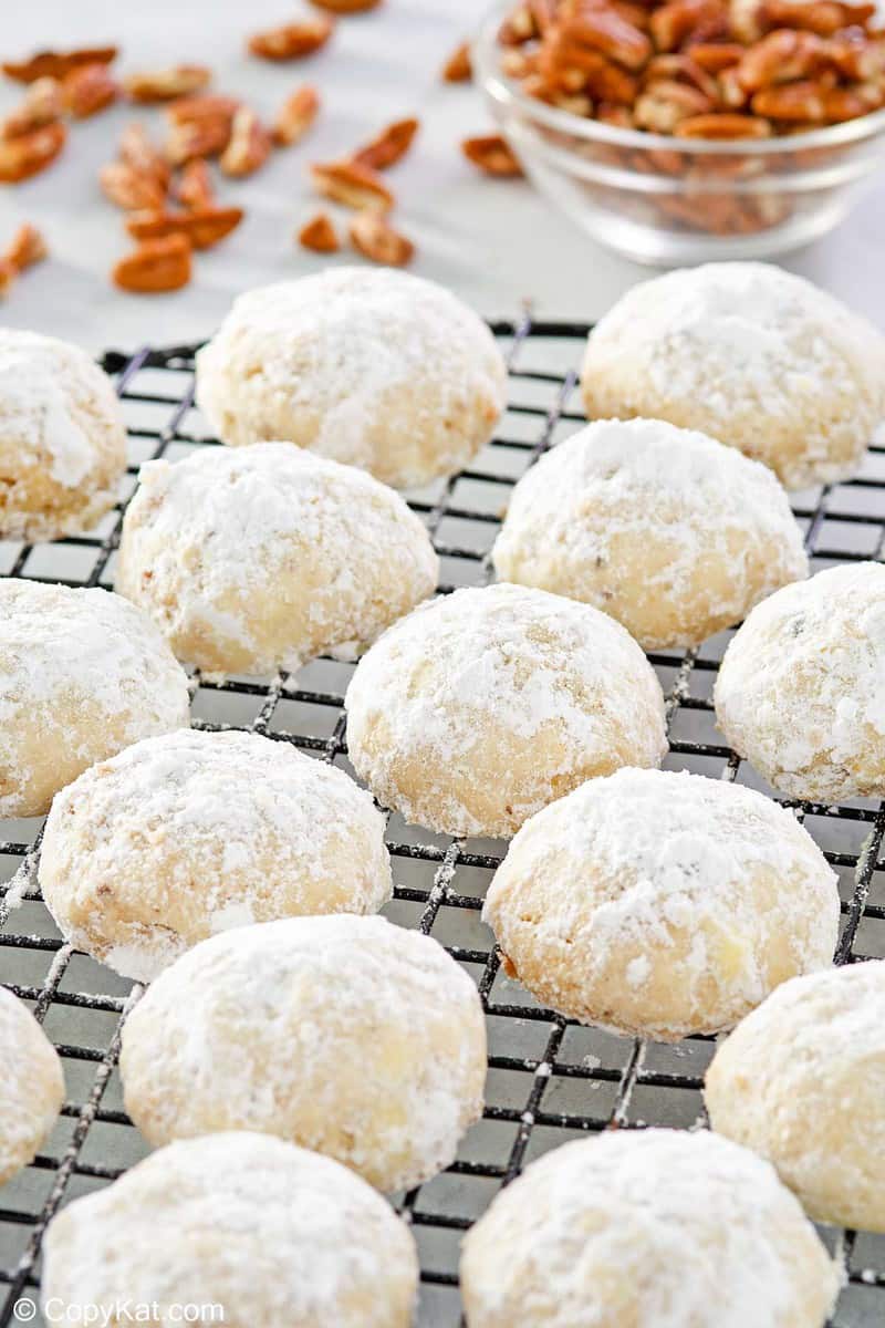 pecan sandies cookies and pecans.