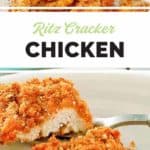 photo collage of Ritz cracker chicken.