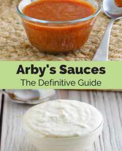 photos of homemade Arby's sauce and horsey sauce.