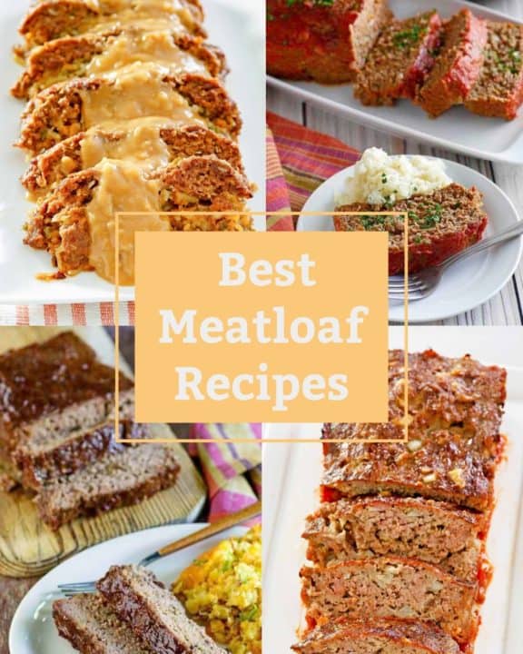 collage of four types of meatloaf.