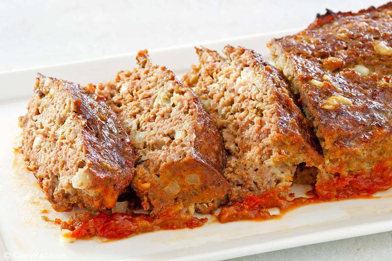 brown sugar meatloaf and sauce on a platter.