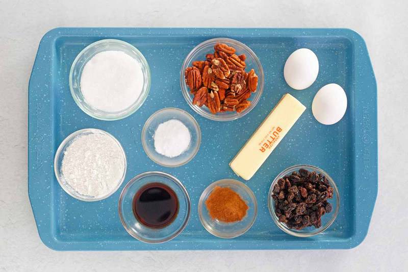 Boston brown bread ingredients on a tray.