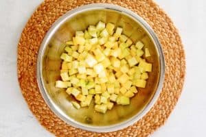 chopped apples for charoset in a bowl.