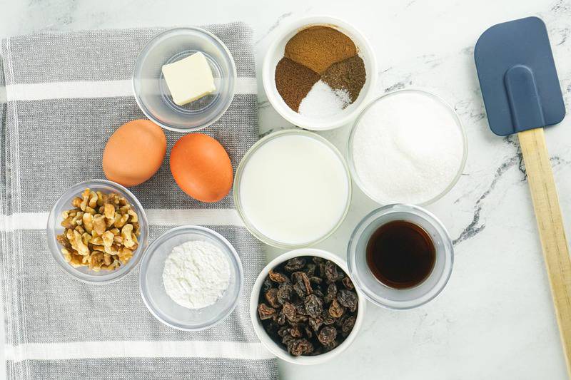 chess pie ingredients and a spatula.