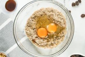 chess pie butter-sugar-spices mixture with eggs on top.