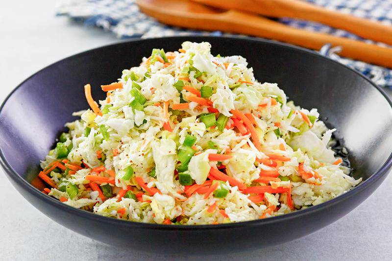 a bowl of freezer slaw.