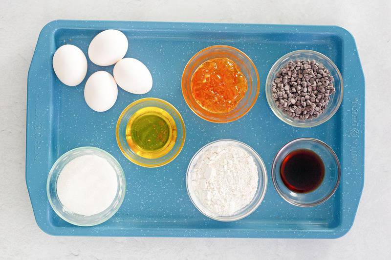 Hamentashen ingredients on a tray.