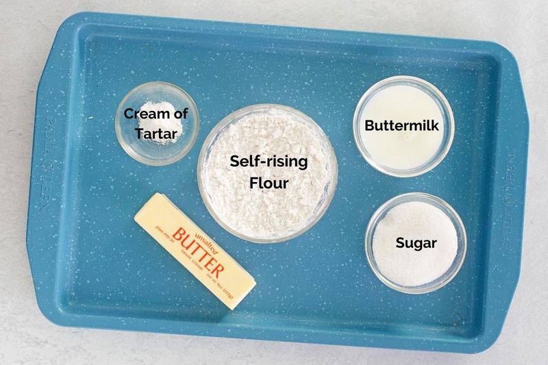 KFC buttermilk biscuits ingredients on a tray.