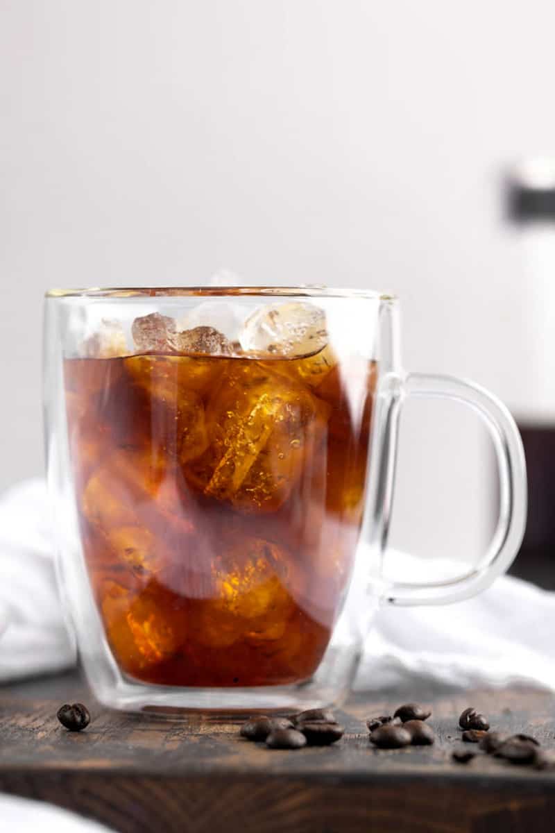cup of cold brew coffee with ice.