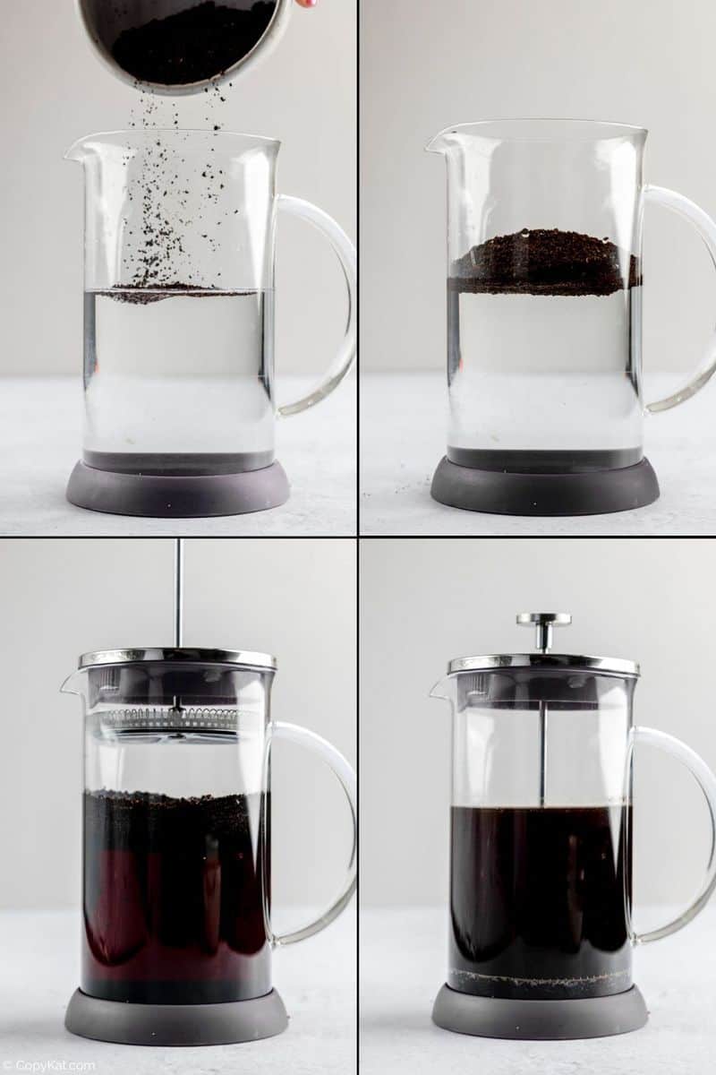 collage of cold brew coffee recipe steps.