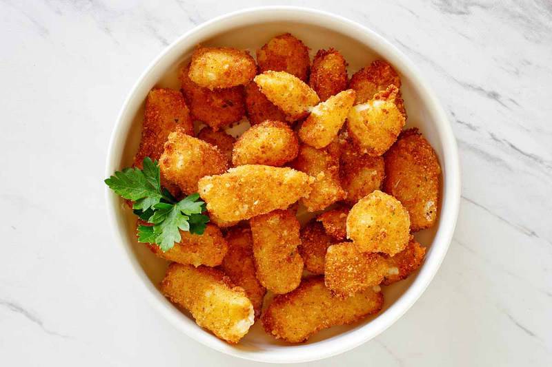 bowl of homemade Culver's fried cheese curds.
