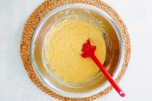 hush puppies batter in a mixing bowl.