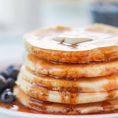 stack of homemade IHOP buttermilk pancakes.