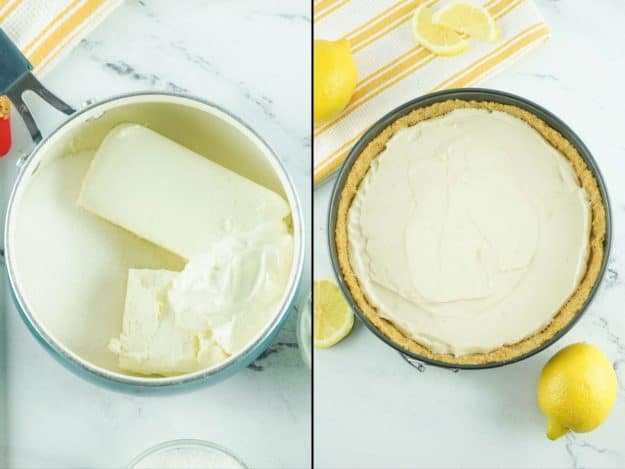 lemon cream cheese layer preparation collage.