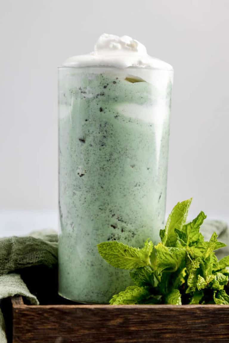 homemade McDonald's Oreo Shamrock McFlurry topped with whipped cream.