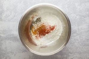 flour and seasonings in a bowl.