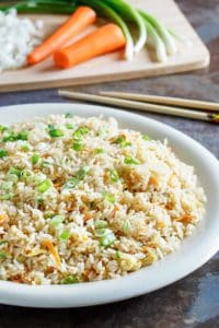 copycat Benihana hibachi fried rice with vegetables.