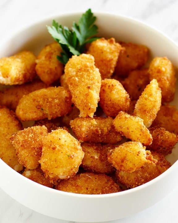 a bowl of fried cheese curds.