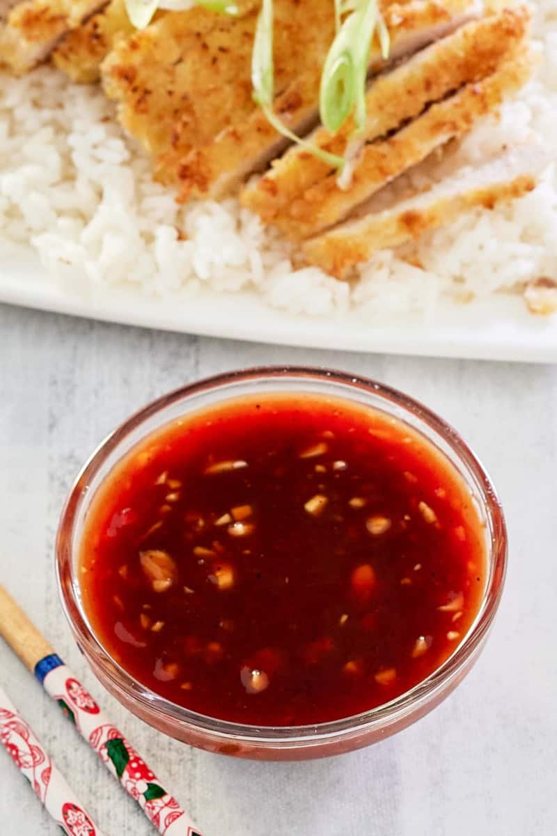 a bowl of homemade katsu sauce.