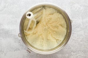 creamed butter and sugar in a mixing bowl.