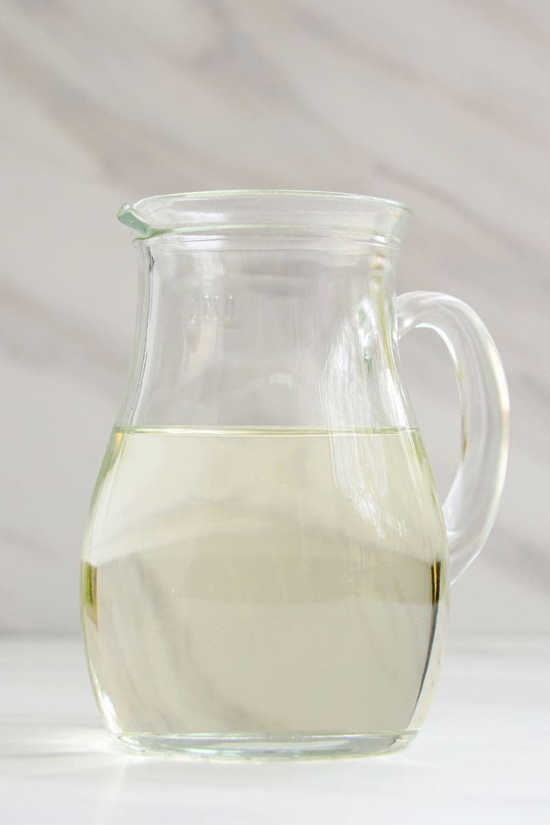 copycat Starbucks classic syrup in a small glass pitcher.