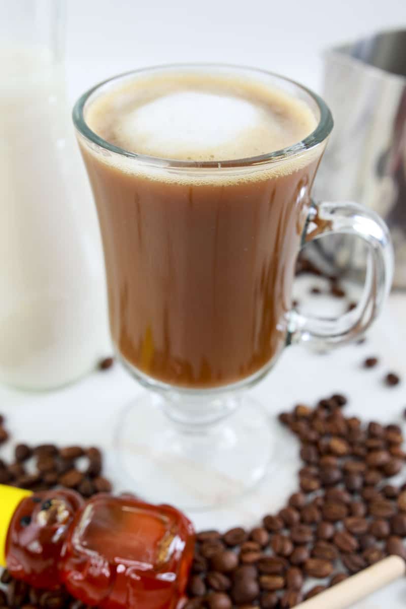 copycat Starbucks honey almond milk flat white coffee drink.