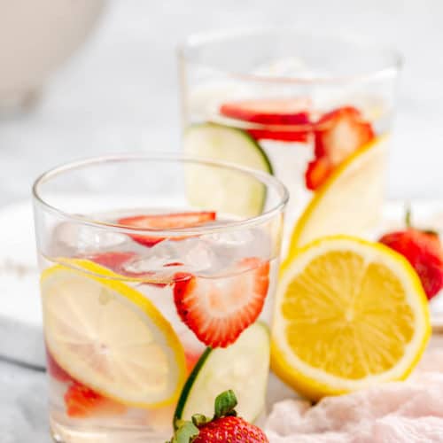 Lemon, Mint, Cucumber and Strawberry Infused Water - Slow The Cook