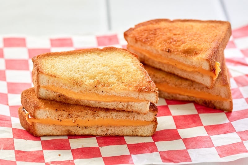 two air fryer grilled cheese sandwiches.