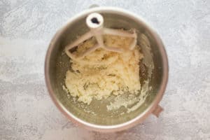 creamed butter and sugar in a mixing bowl.