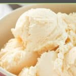scoops of homemade French vanilla ice cream.