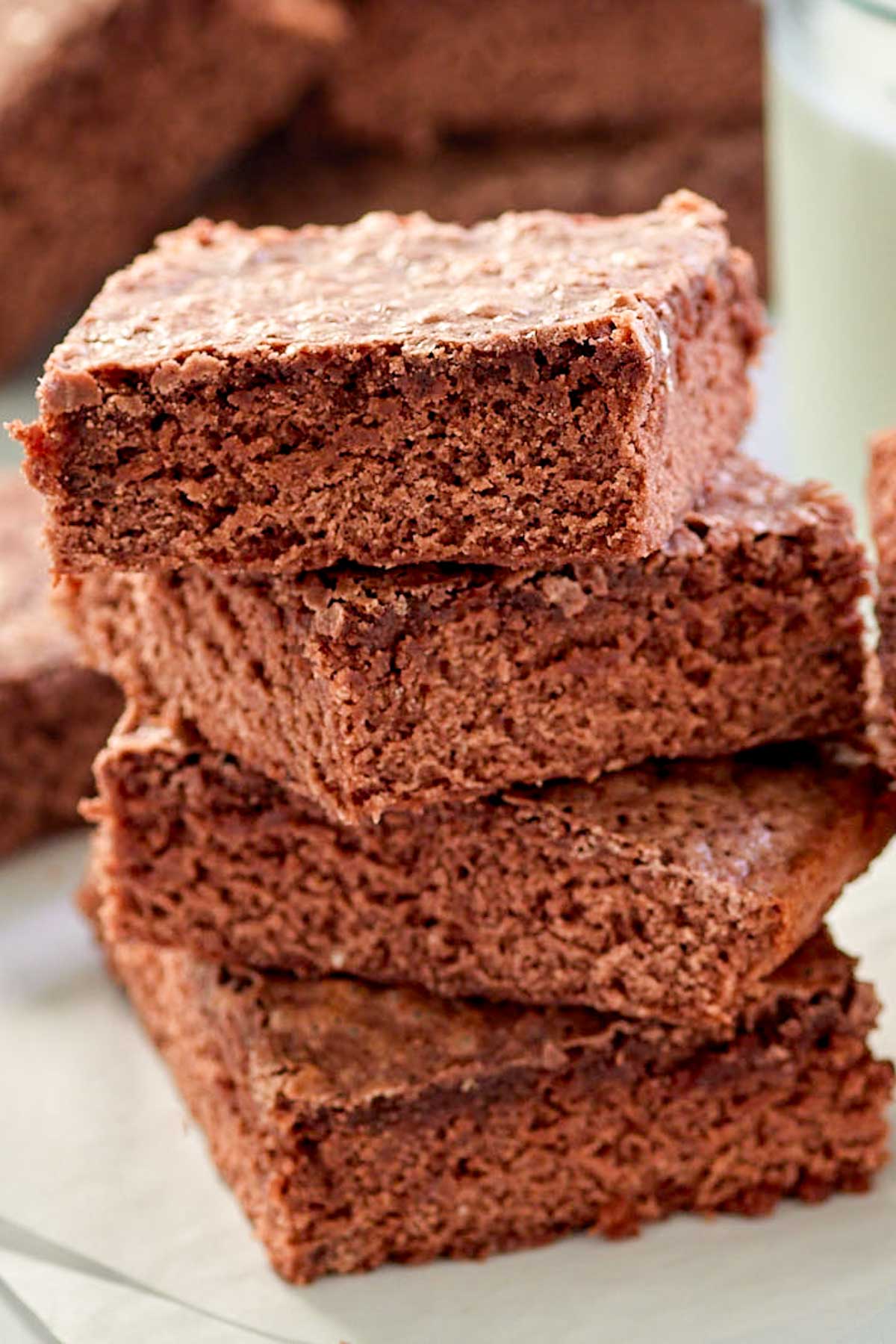 a stack of fudge brownies.