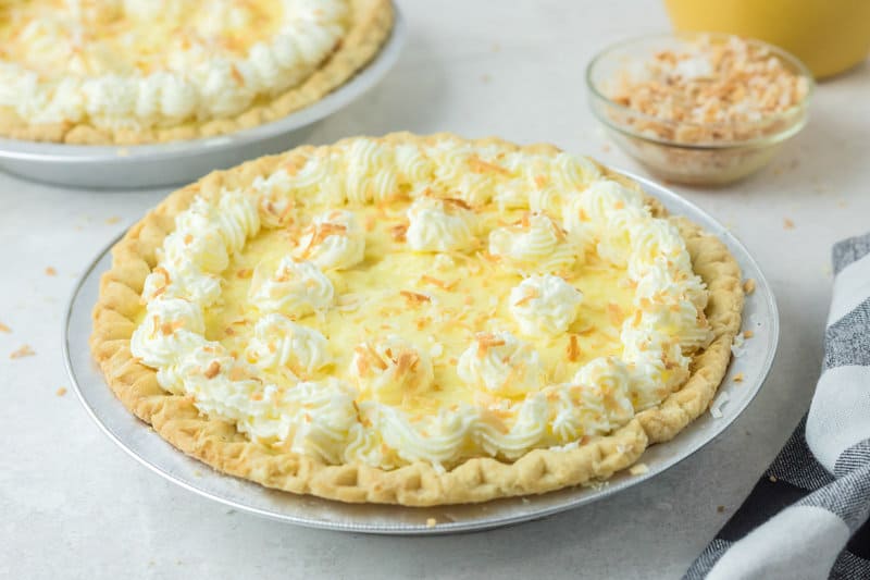 homemade copycat Marie Callender's coconut cream pie.