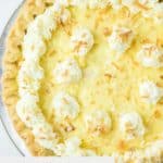 copycat Marie Callender's coconut cream pie with pastry crust.