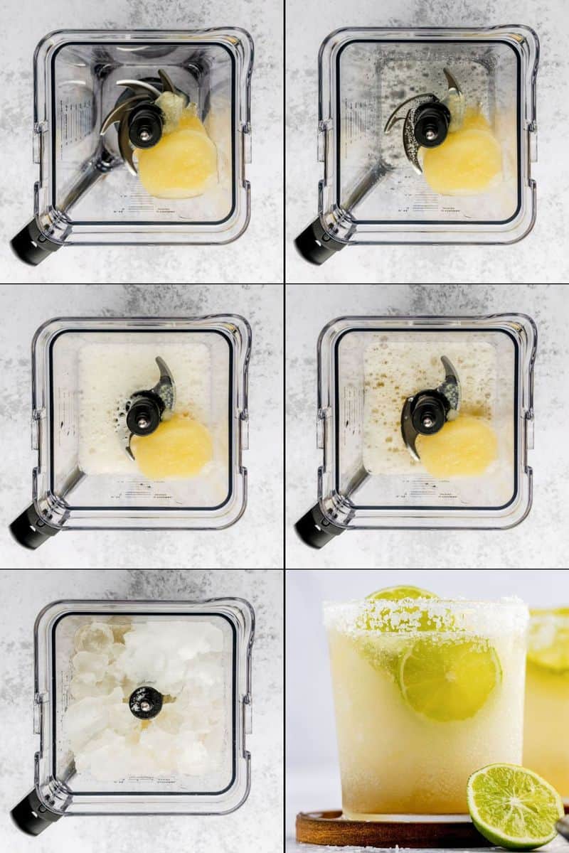 collage of beer margarita recipe steps.