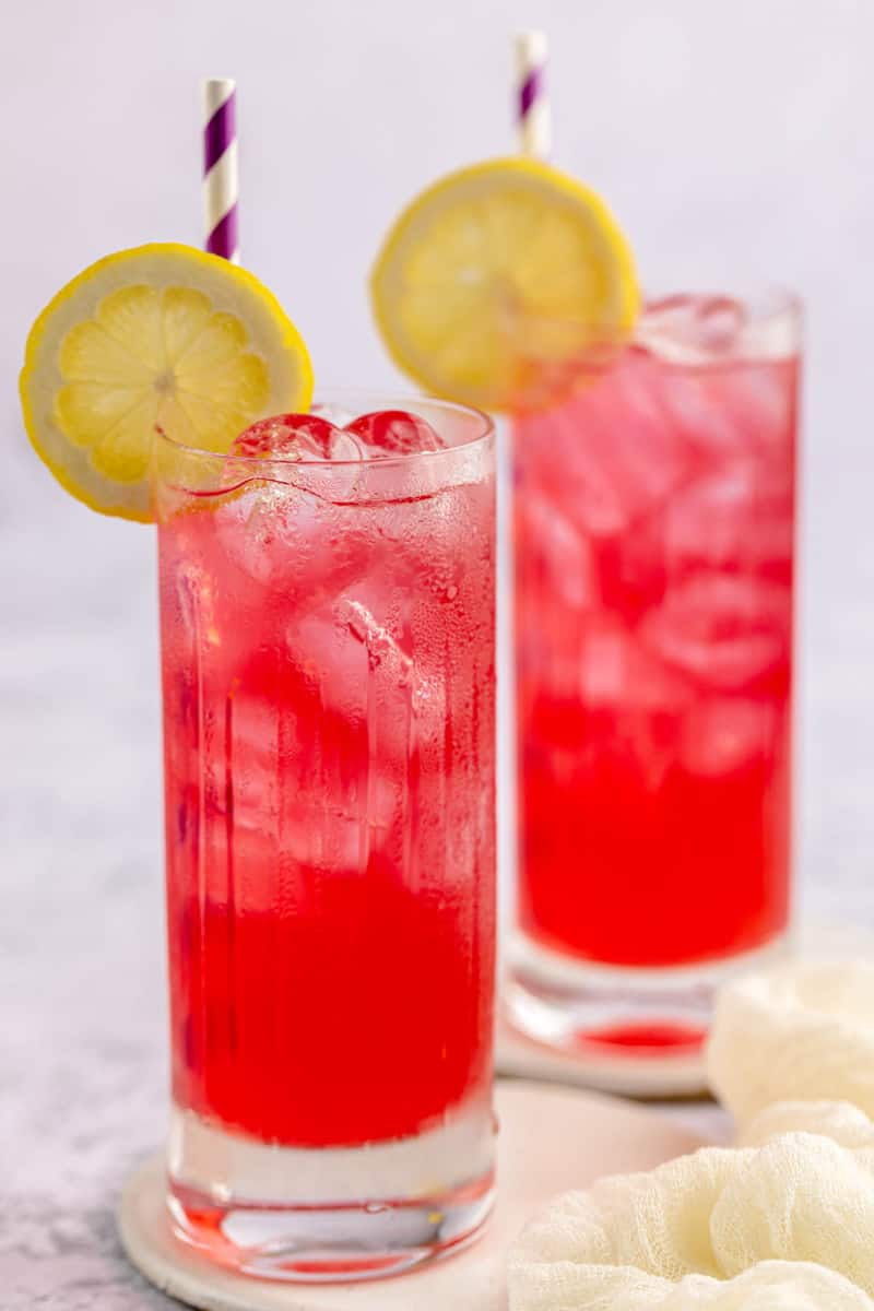 two copycat Starbucks passion tea lemonade drinks.