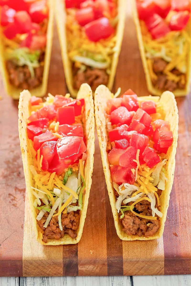 five copycat Taco Bell crunchy tacos.