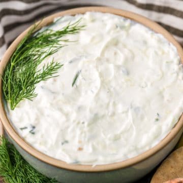 bowl of copycat Arby's tzatziki sauce.