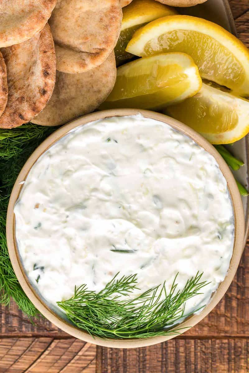 overhead view of copycat Arby's tzatziki sauce.