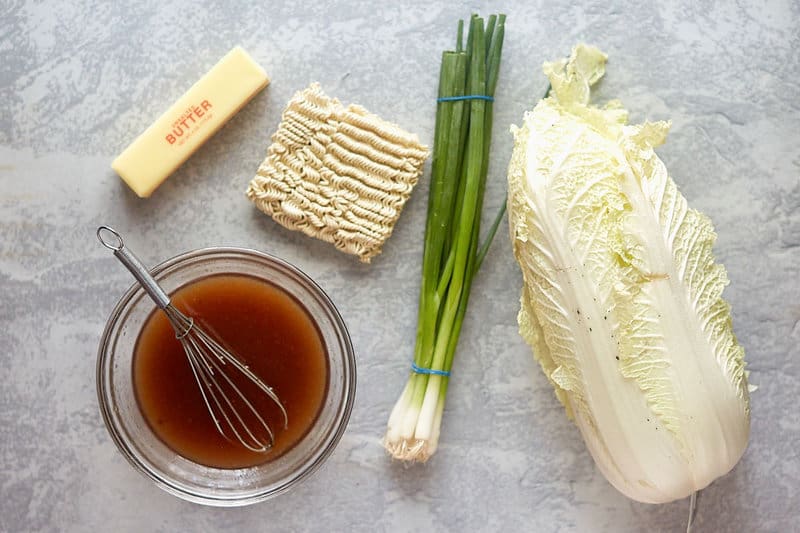 Asian slaw ingredients.