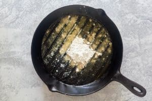 bacon grease and flour in a cast iron skillet.