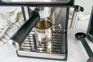 brewing espresso in an espresso machine.
