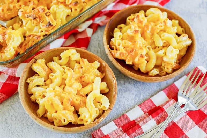 two bowls of copycat Chick Fil A mac and cheese.