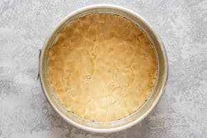 cheesecake pastry crust dough in a pan.